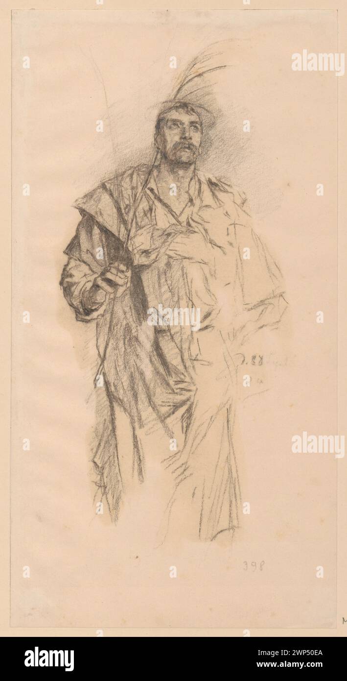 Study of the aposto character with palm trees in the right; Scholtz, Julius (1825-1893); 1884 (1844-00-00-1844-00-00);Schlesisches Museum der Bildenen Künste (Wrocław - 1880-1945) - collection, Scholtz, Hanna (Flow. Ca 1912) - Dar, Christ's entry to Jerusalem (iconogr.), Apostles, German drawings, studies to paintings, studies of characters Stock Photo