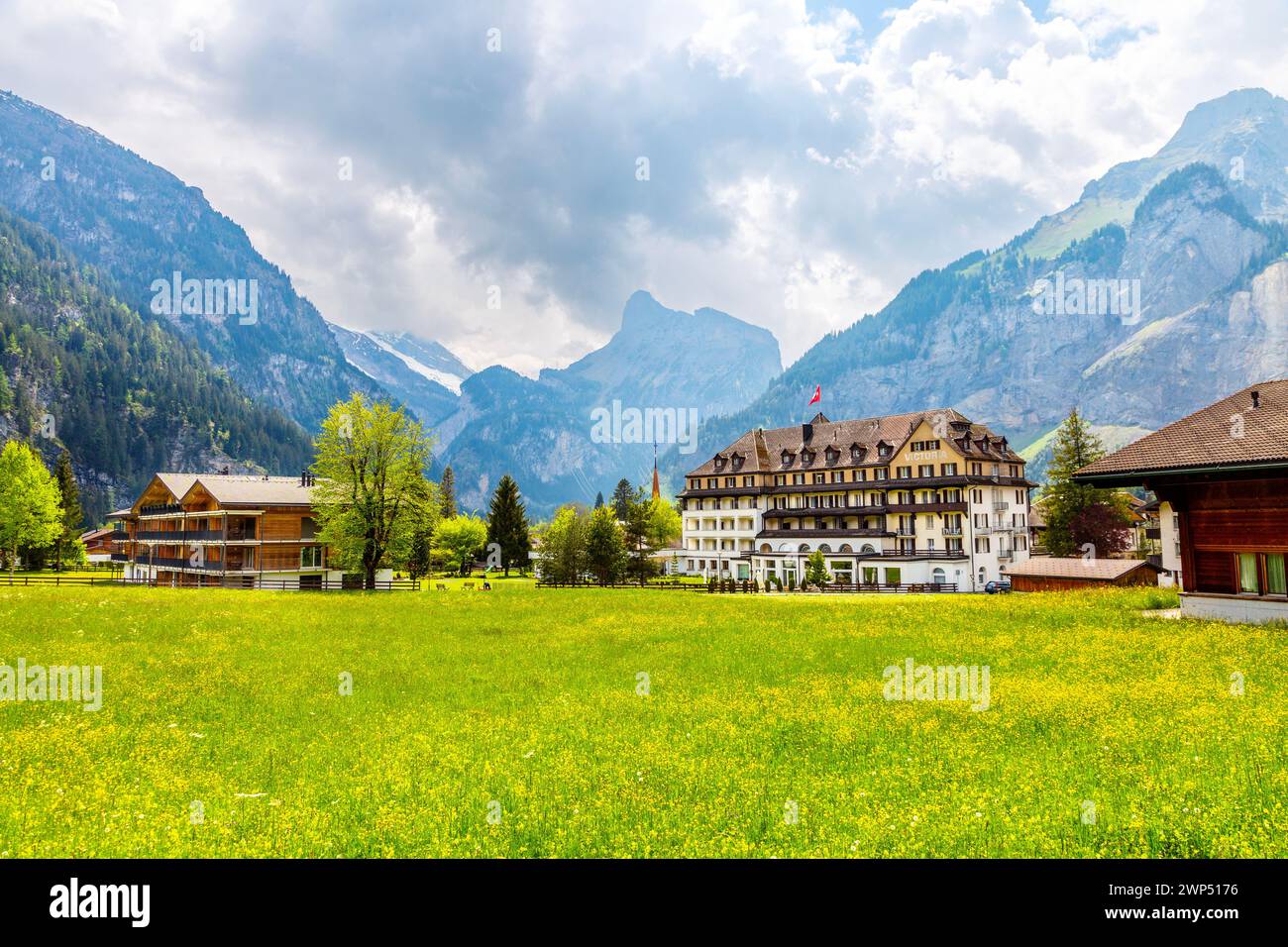 Belle Epoque style Hotel Victoria in Kandersteg, Switzerland Stock Photo