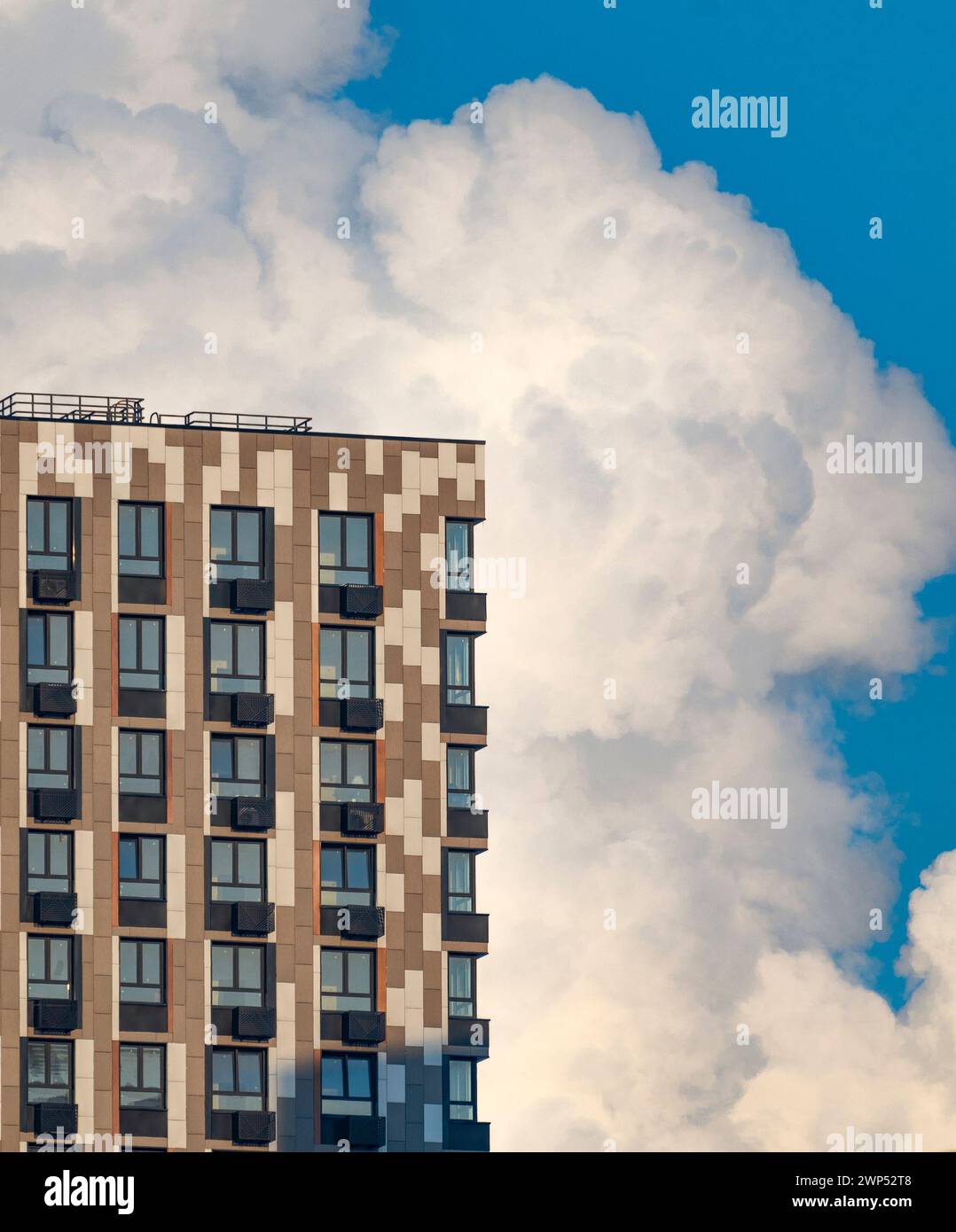 The facade of a residential apartment building, a building against a ...