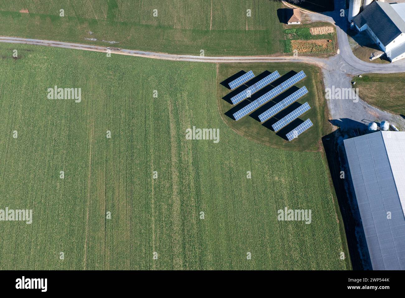 Aerial View of Farmland in Lancaster County, PA Stock Photo
