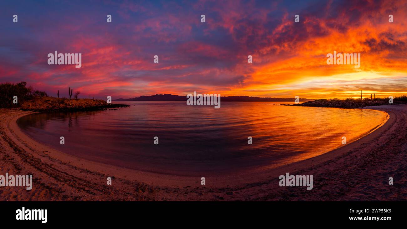 Sunrise, La Perla Beach, Baja California Sur, Mexico Stock Photo