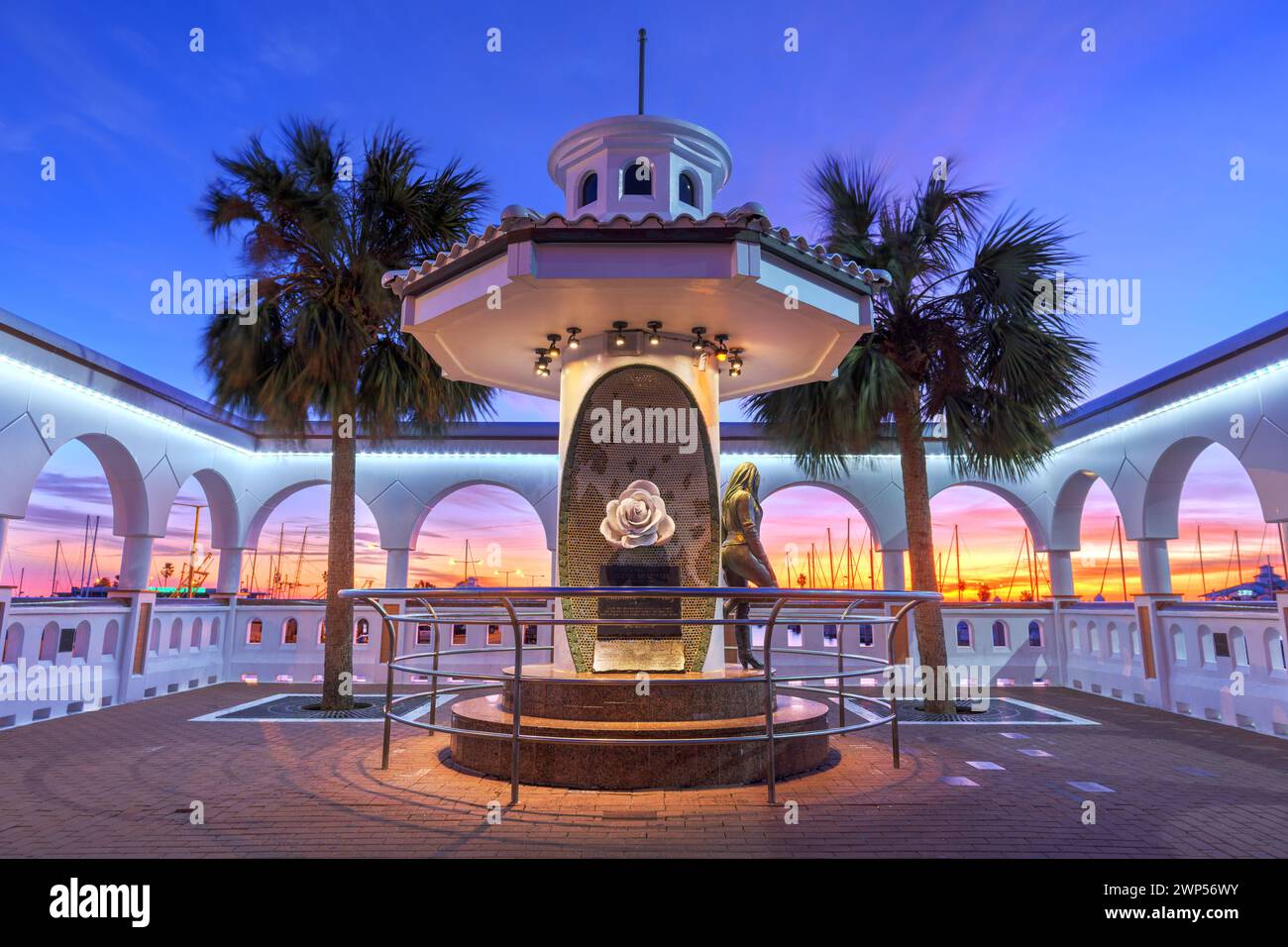 CORPUS CHRISTI, TEXAS, USA - JANUARY 30, 2018: The Mirador de la Flor Selena monument at dawn. Stock Photo