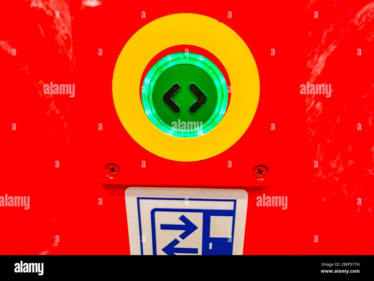 The button to open the door of a modern electric train stadler, close ...