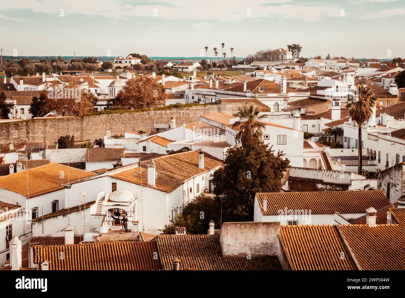 Portugal Cultural travel, city trips and interesting sights View of the rooftops of the city of Serpa in the Alentejo region Stock Photo