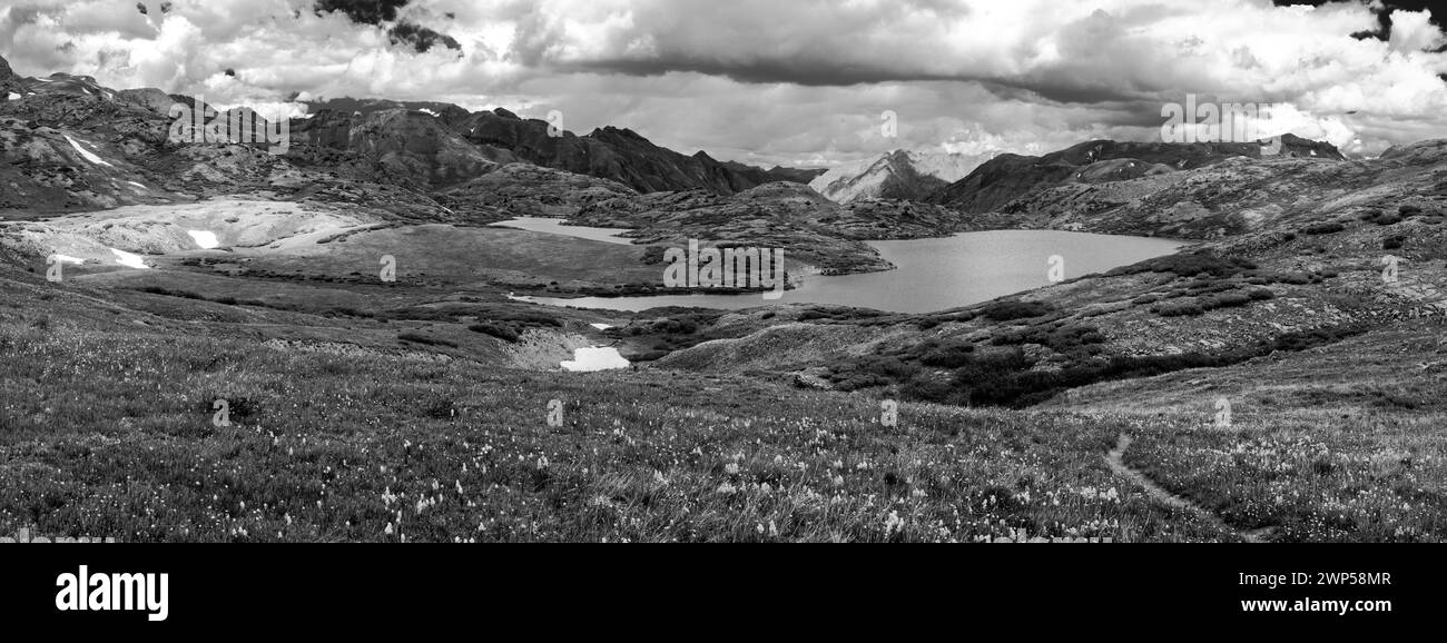 Aerial landscape lake mountains Black and White Stock Photos & Images ...
