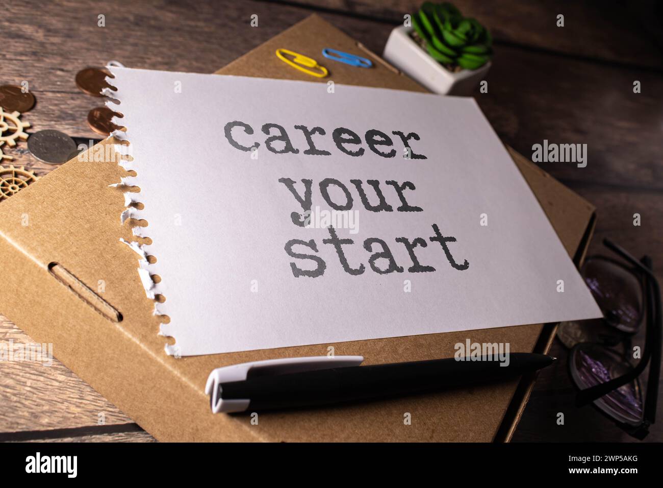 Business and finance concept. business card with the inscription - Career your start Stock Photo