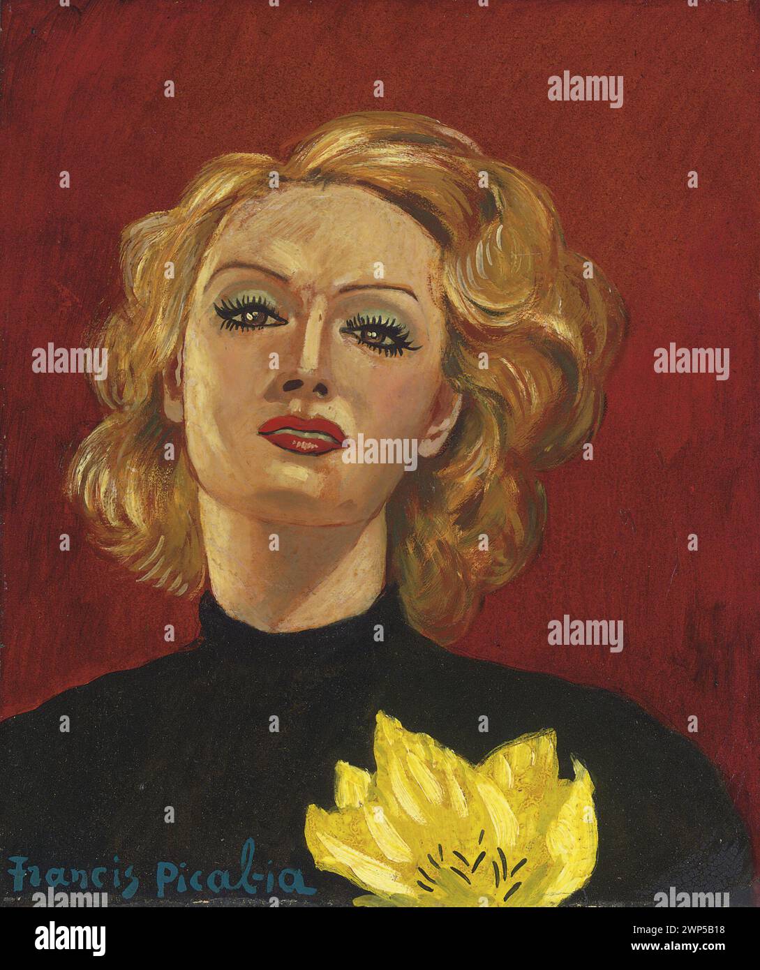 Femme à fleur jaune, Oil painting by French artist Francis Picabia. painted 1941-42 Stock Photo