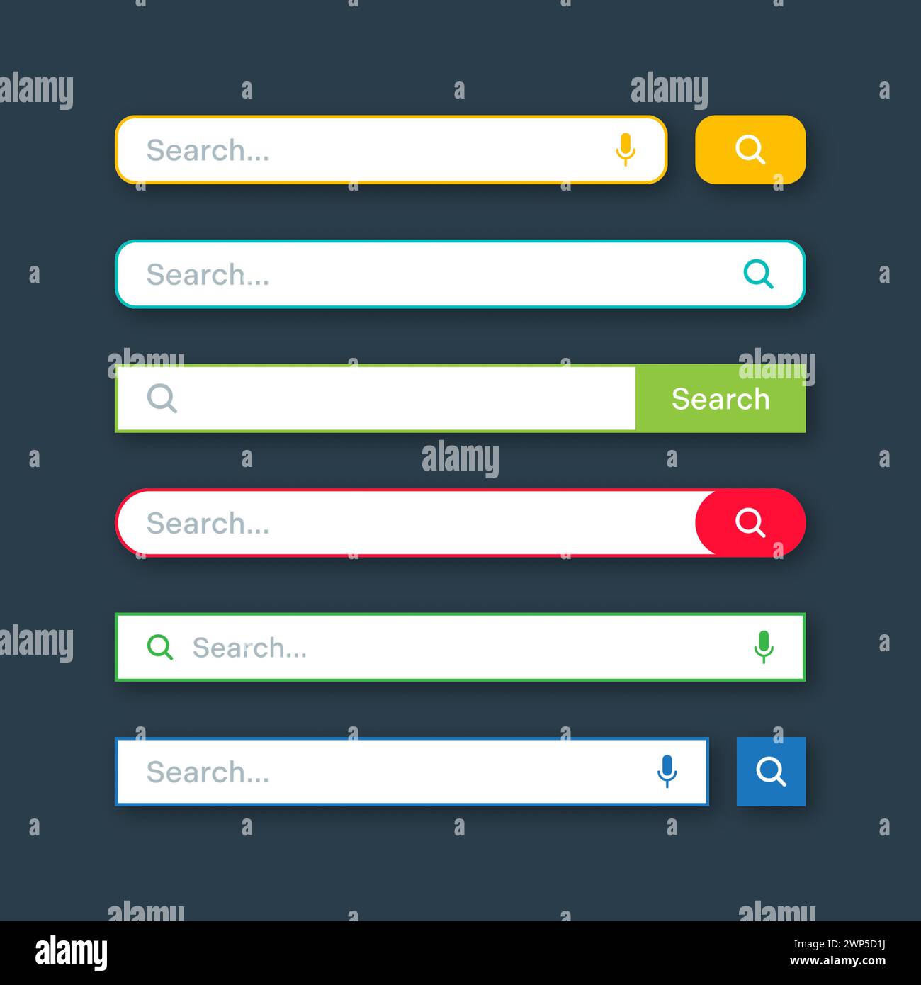 Colorful search bar templates. Internet browser engine with search box ...