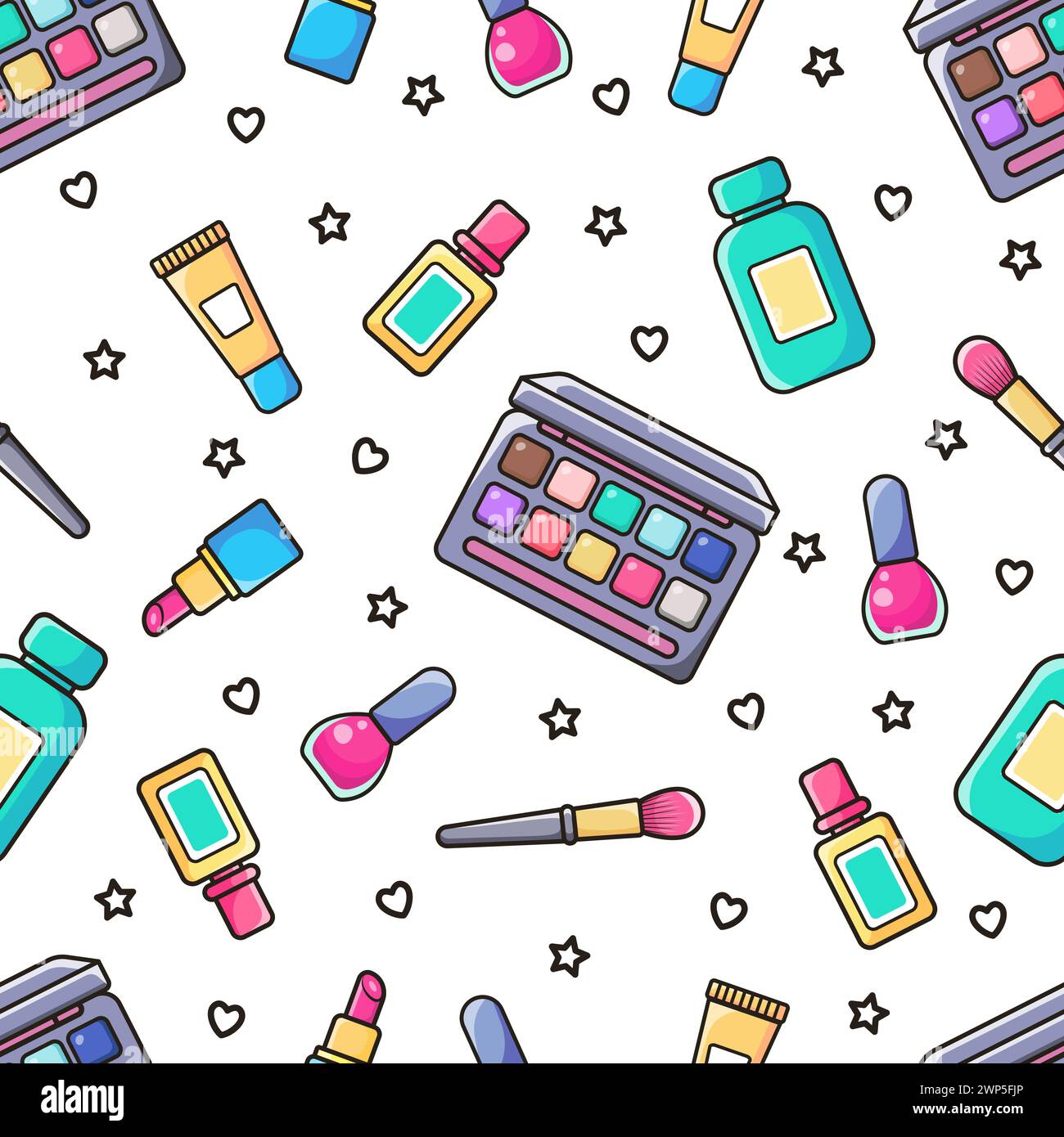 Decorative cosmetics. Vector pattern. Illustration in flat style. Stock Vector