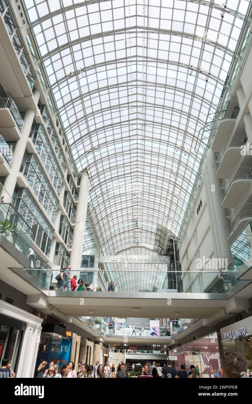 The dramatic light filled interior of Brookfield Place an office and business center designed by Spanish architect Santiago Calatrava in Toronto Stock Photo