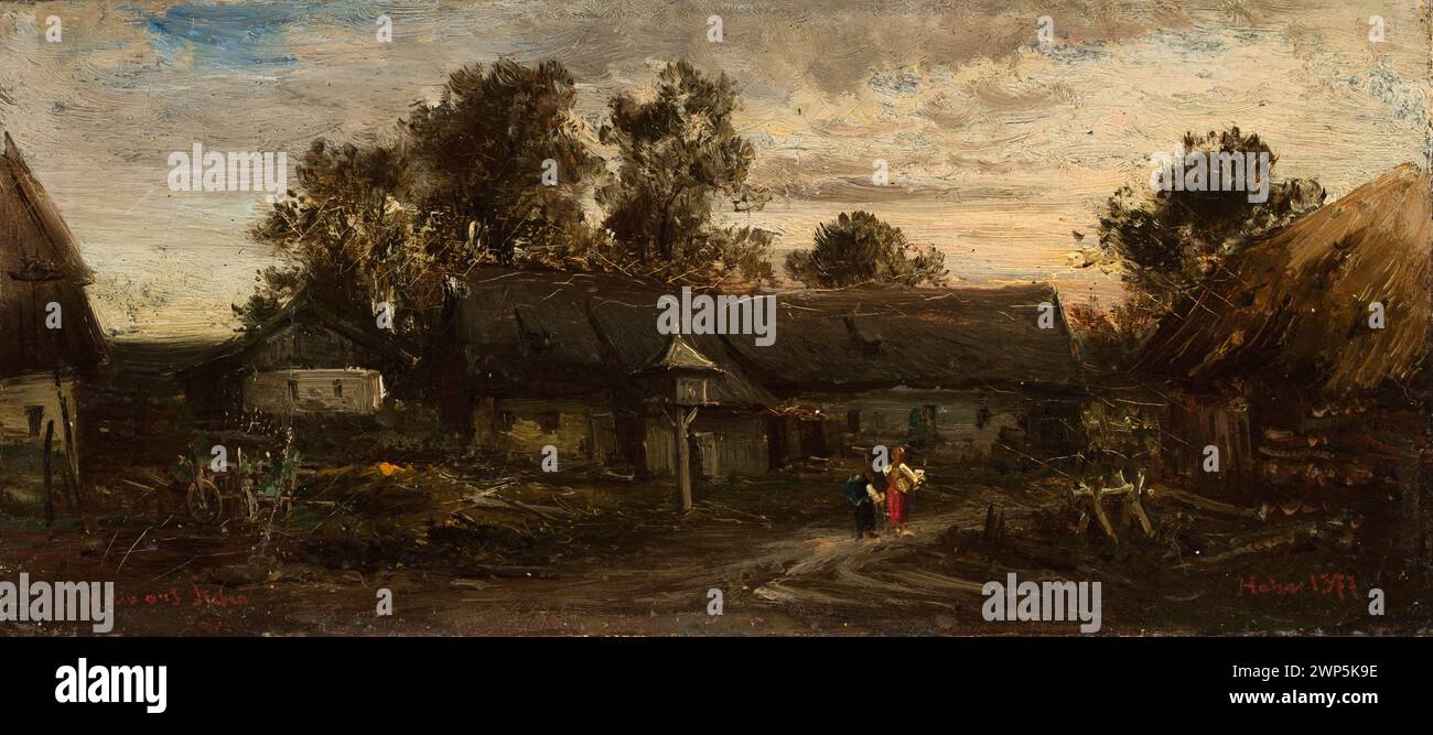 Rural landscape; Hahn, Joseph (1839-1906); 1877 (1877-00-00-1877-00-00);Chatts, German painting, landscapes, rural landscapes, village Stock Photo