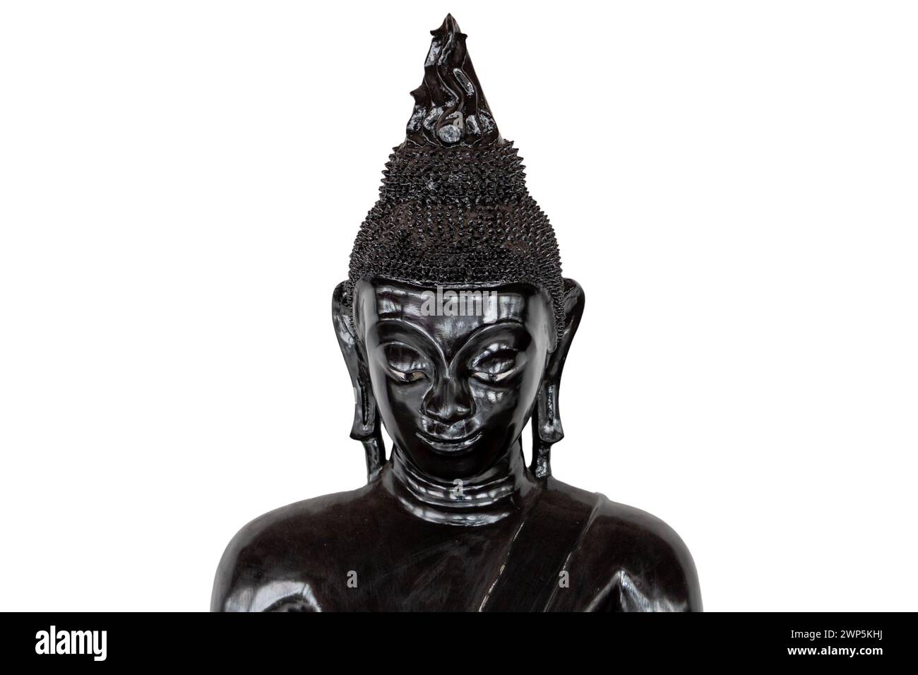 Black Buddha statue isolated on a white background Stock Photo