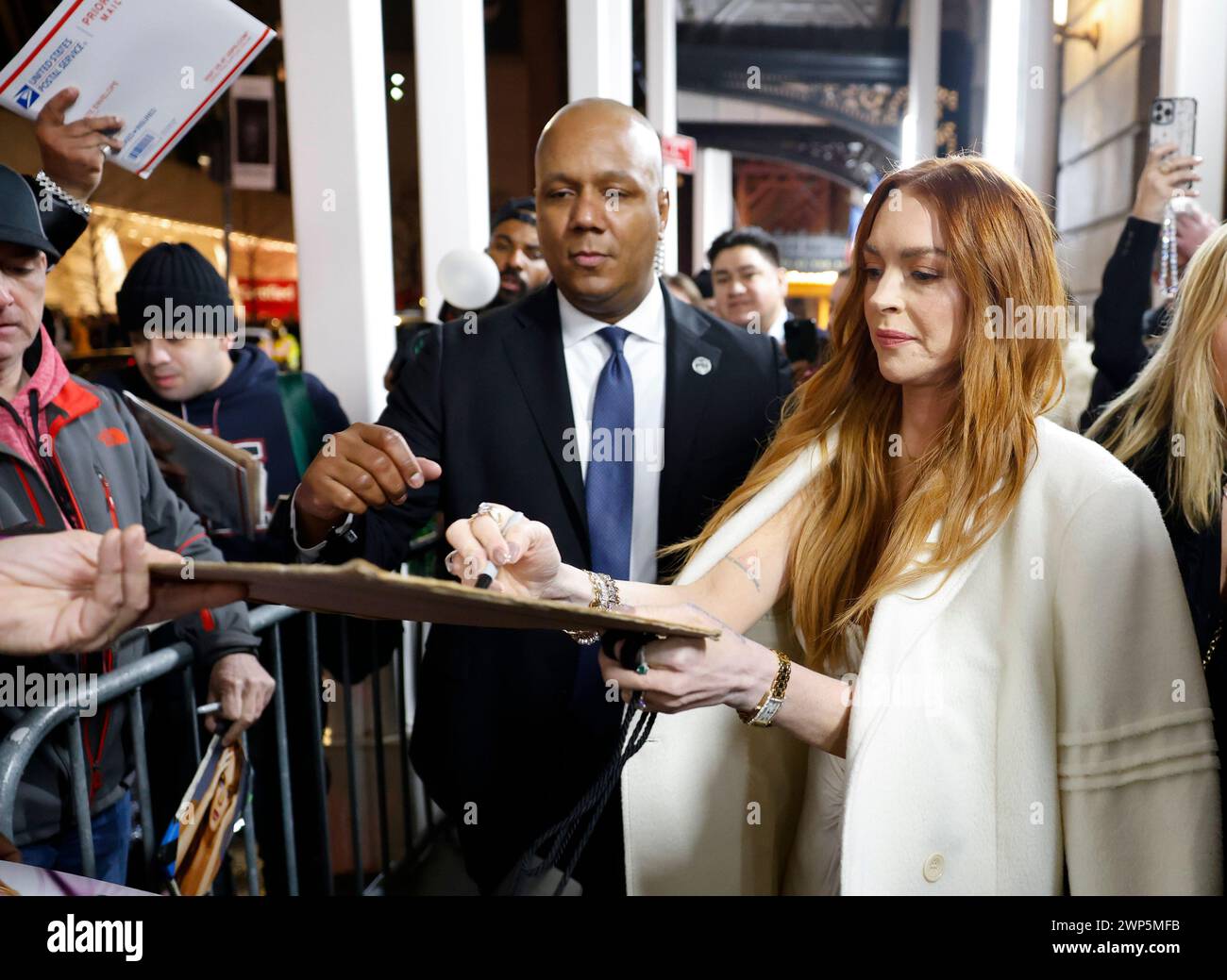 New York, United States. 05th Mar, 2024. Lindsay Lohan signs autographs