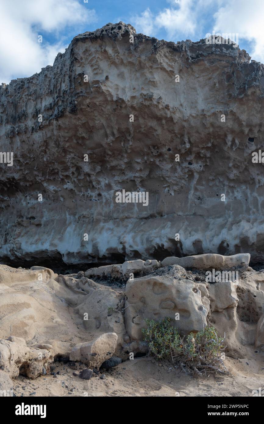 Oldest rocks of Canary Islands in cave network in town of Ajuy, north ...