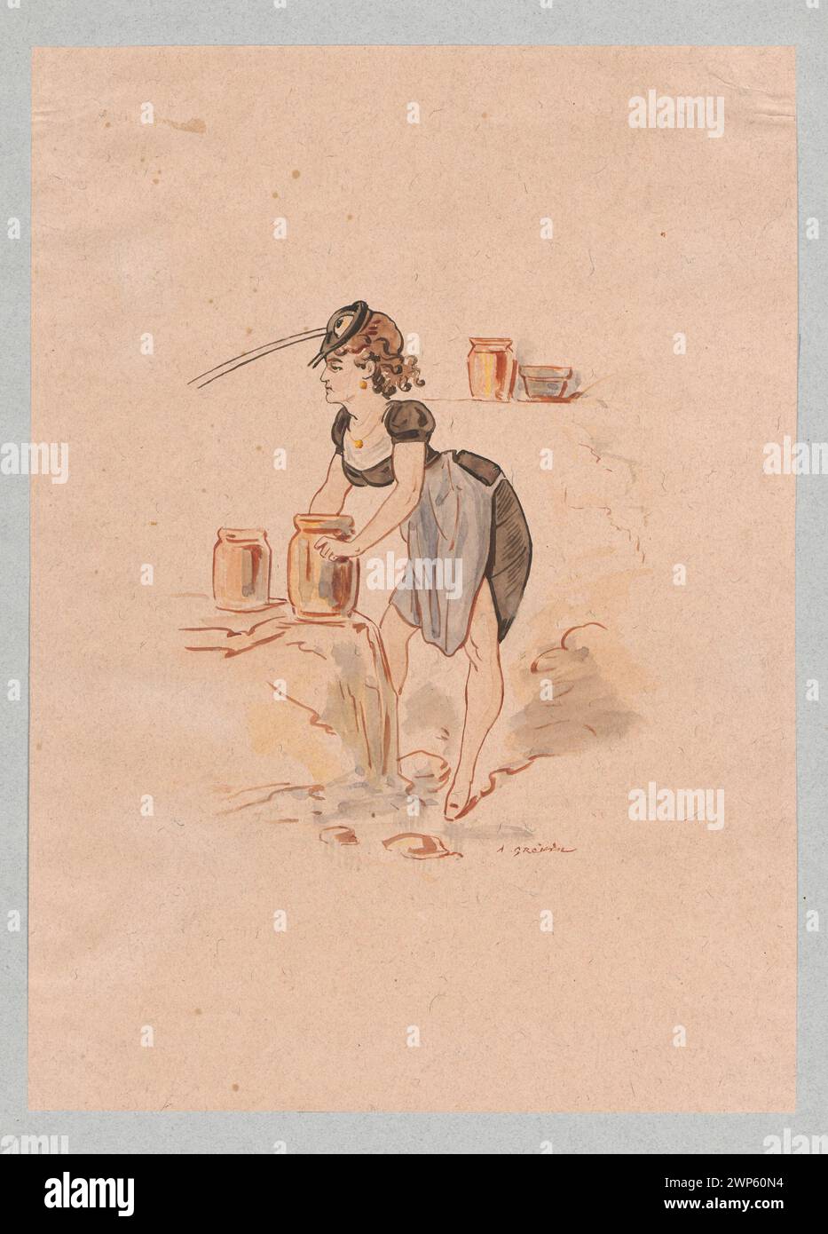 Ant; Grévin, Alfred (1827-1892); 2. after 19th century (1851-00-00-1900-00-00);Bloch, Jan Gottlib (1836-1902) - collections, fontaine Jean de la, Illustration, Fontaine, Jean de La (1621-1695), Society for the Encouragement of Fine Arts (Warsaw - 1860-1940) - collection, fairy tales, caricatures, ants, Mrówki, Insects, French drawings Stock Photo