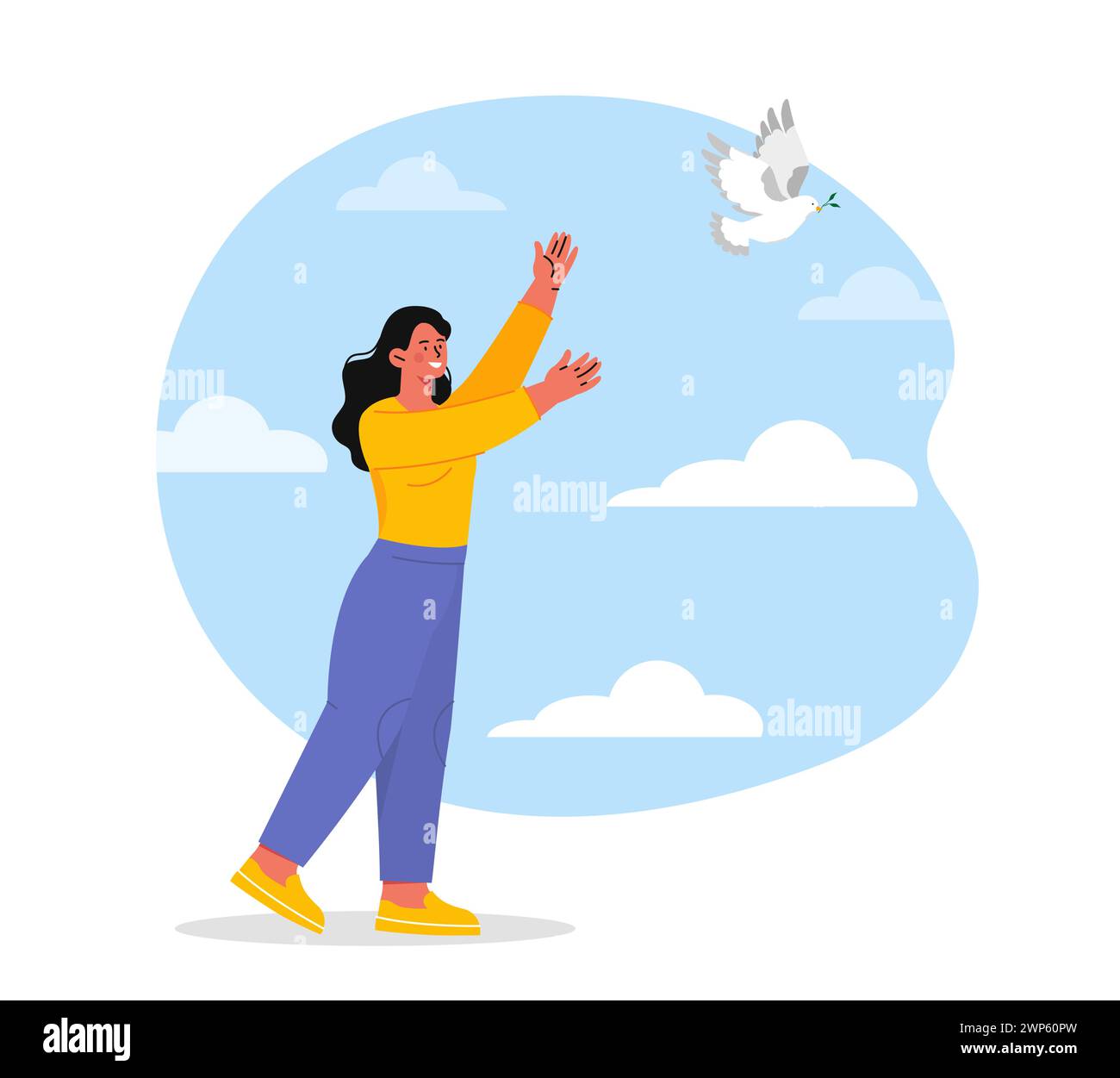 Woman with pigeon vector Stock Vector
