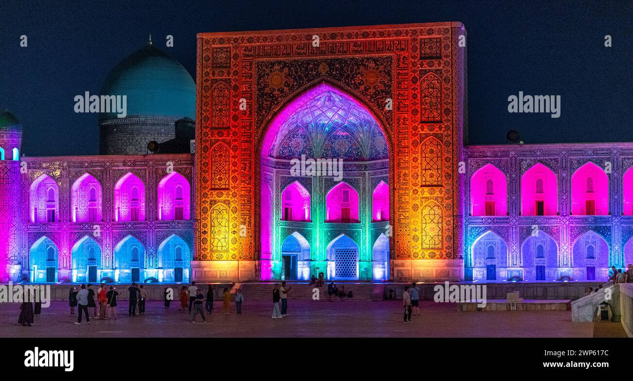 JUNE 20, 2023, SAMARKAND, UZBEKISTAN: Registan square at night in ...