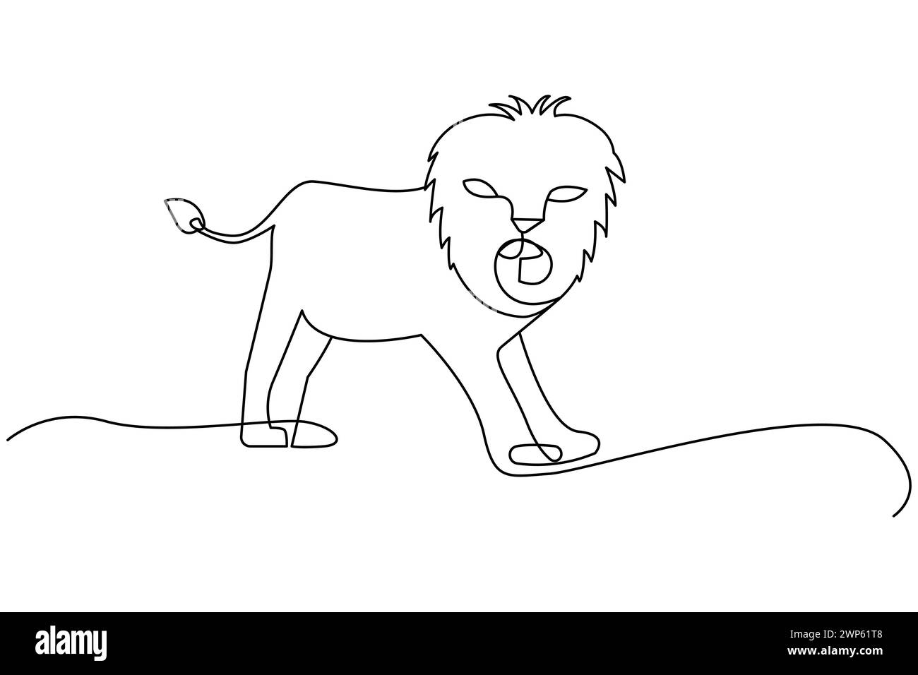 Minimalist Lion Line Art. Vector illustration. EPS 10. Stock Vector