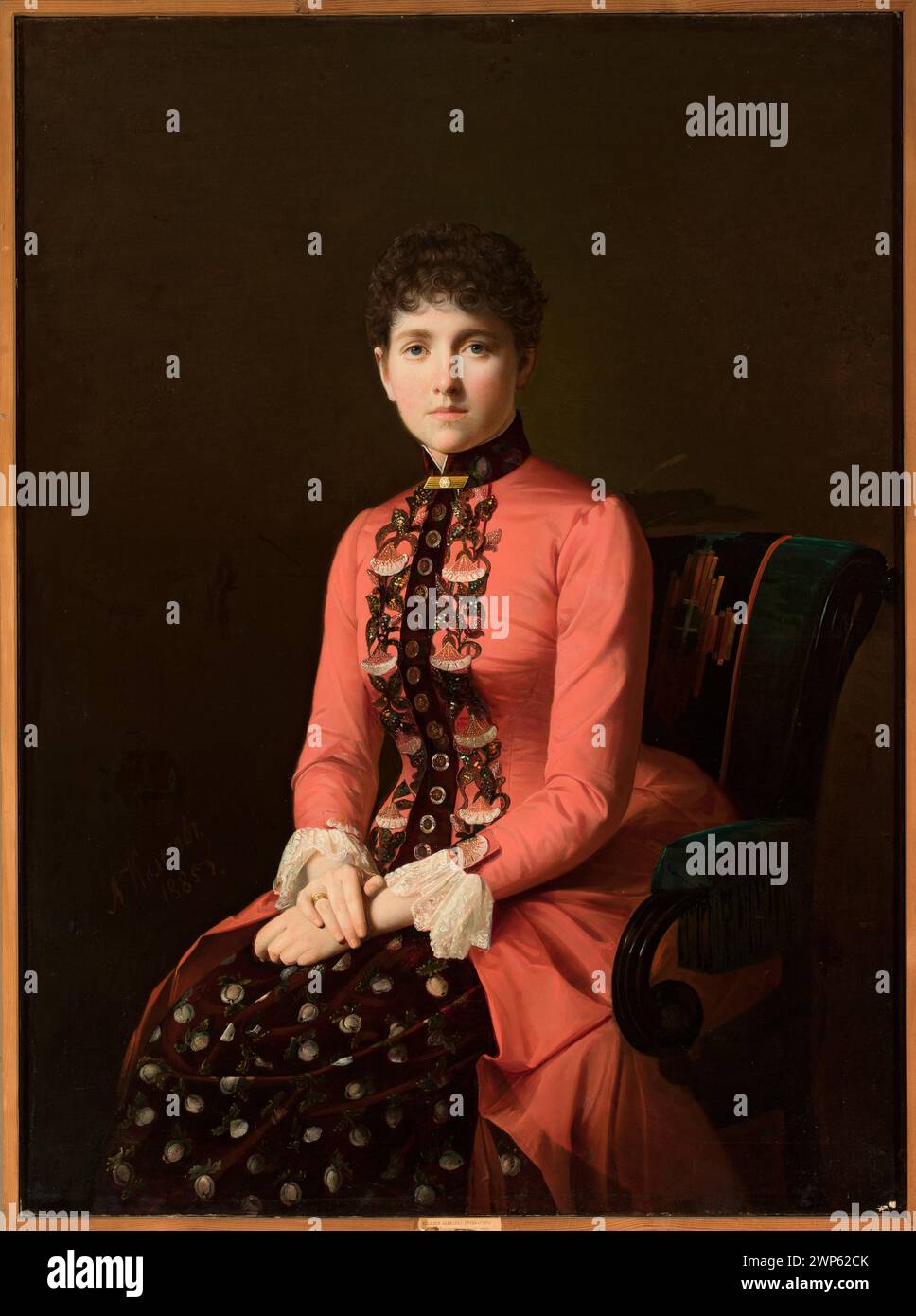 Portrait of a young woman; Kolesov, Aleksei Mikhailovich (1834-1902); 1885 (1885-00-00-1885-00-00);Women, Russian painting, portraits, portraits of en trois-quarts, women's portraits Stock Photo