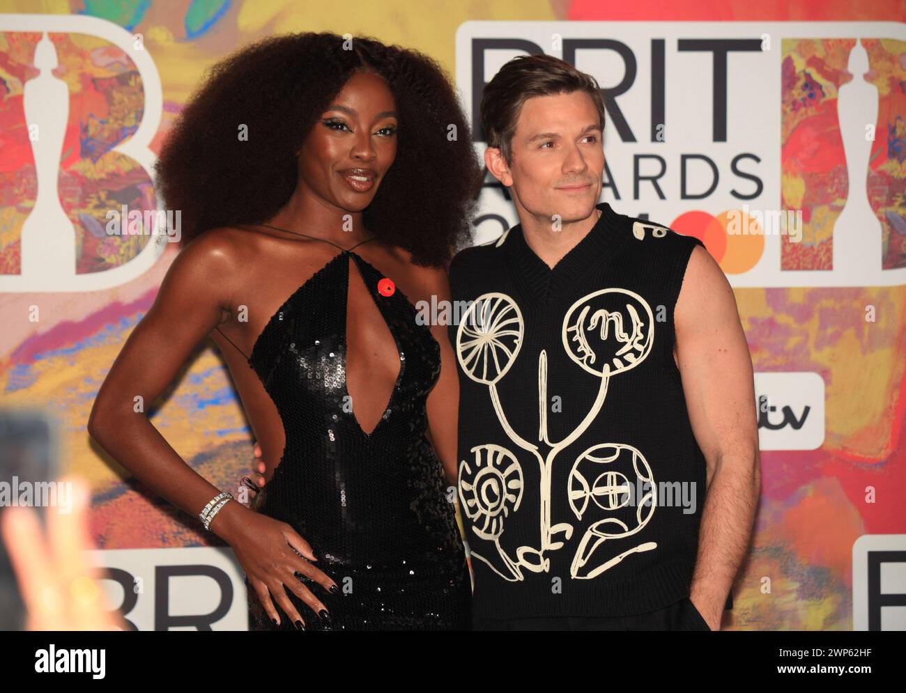 London, UK. Aj Odudu and Will Best at the BRIT Awards 2024. The O2 ...