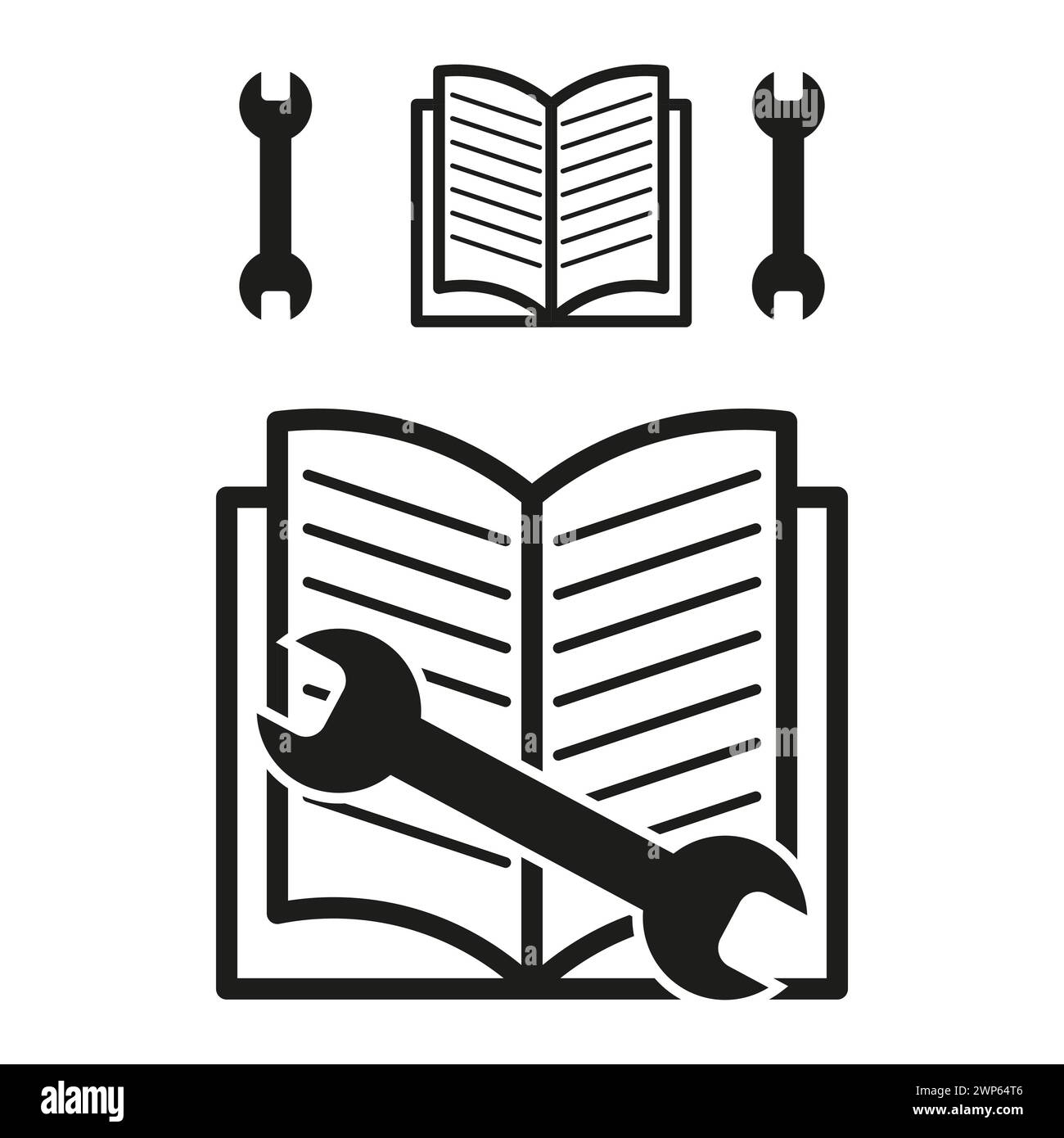 Manual book icon. Tools knowledge. Repair guide. Vector illustration. EPS 10. Stock Vector