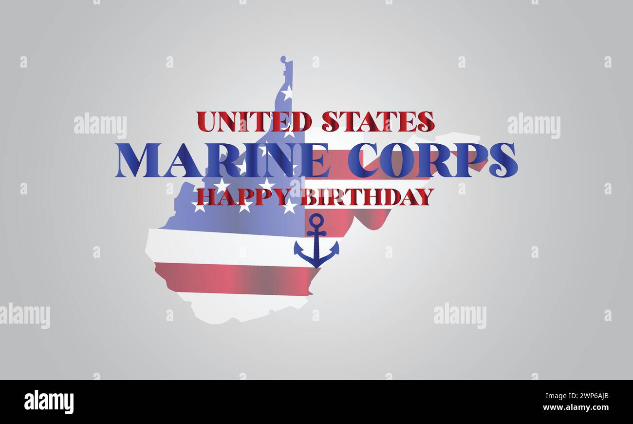 United states Marine Corps Happy Birthday Stylish text with usa flag ...