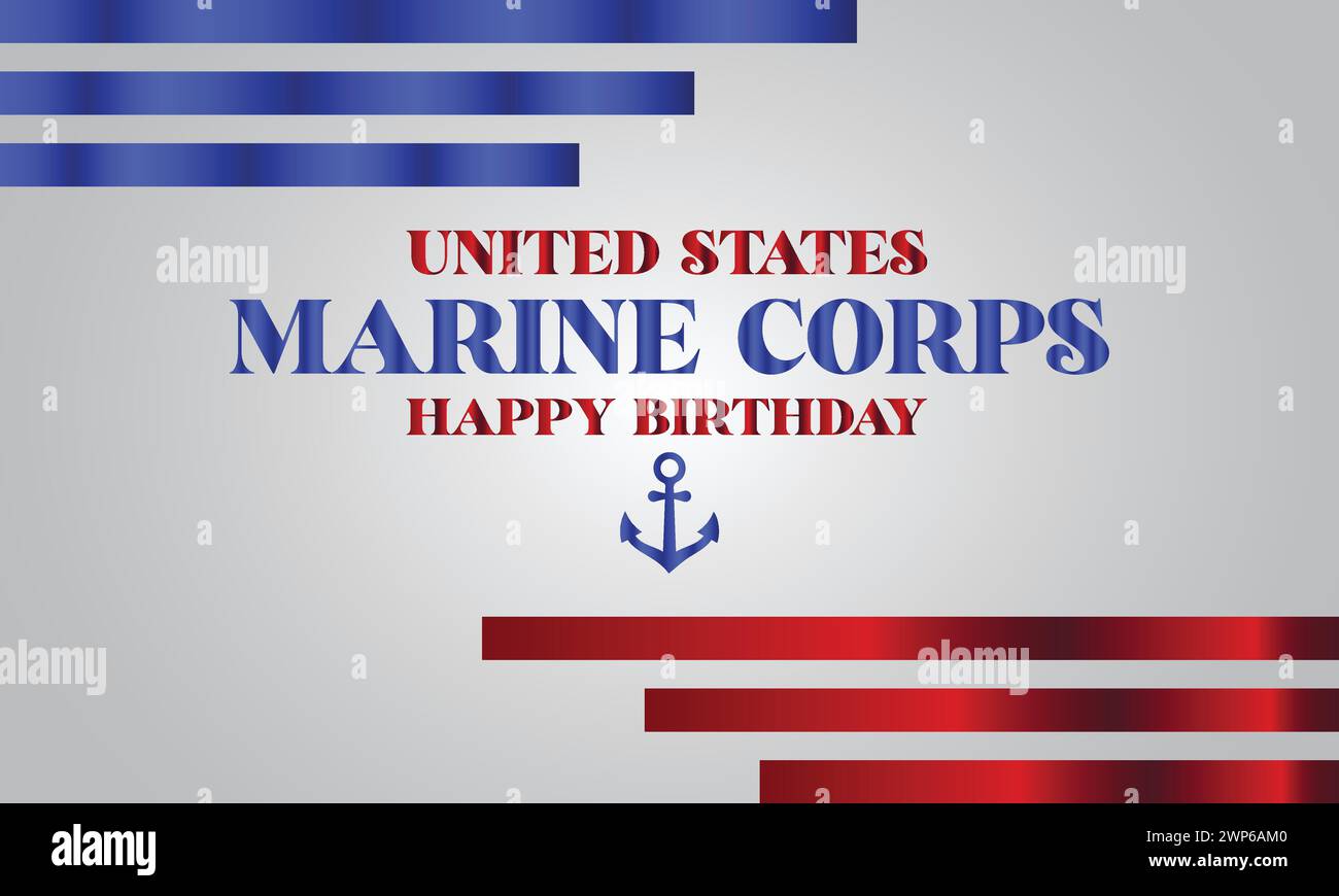 United states Marine Corps Happy Birthday Stylish text with usa flag ...