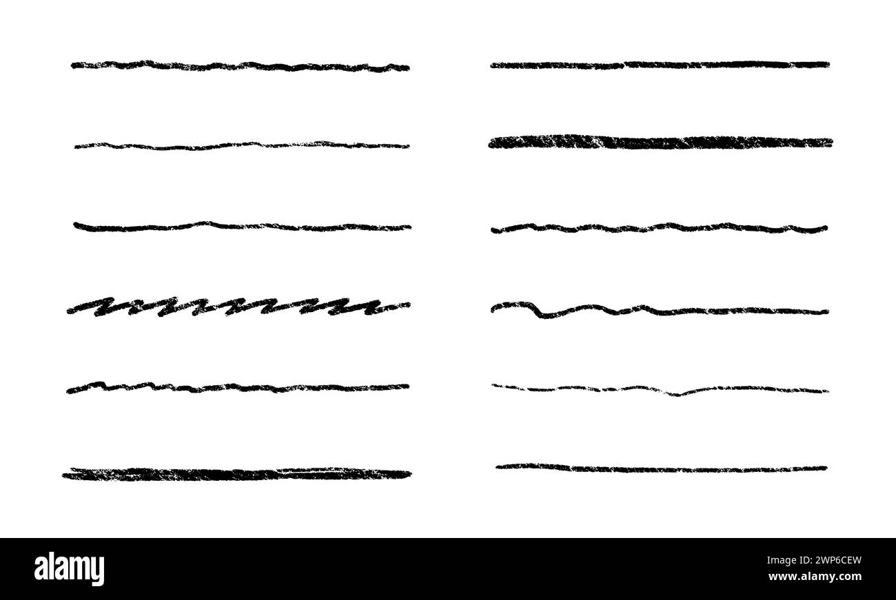 Crayon brush underline stroke set. Chalk mark brush line paint vector