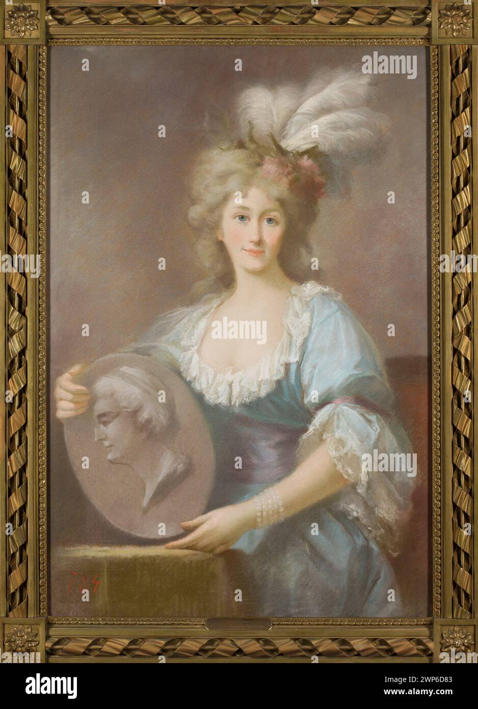 Portrait of Charlotta Dorothei Biron, Kurlando book; Taubert, Gustav Friedrich Amalius (1755-1839), unknown, Bacciarelli, Marcello (1731-1818); after 1792 (1793-00-00-1795-00-00);Biron, Dorota from von Medemów (Duchess of Kurland - 1761-1823) - iconography, Biron, Dorota, from von Medemów (Duchess of Kurland - 1761-1823), Helenów (Masovian Voivodeship, Pruszków poviat), Potocki, Jakub Ksawery (1863 -1934) - collection, Stanisław August Poniatowski (Polish king - 1732-1798) - iconography, jewelry, craft, gift (provenance), copies (imitation), portraits of en Pied, female portraits, eighteenth - Stock Photo