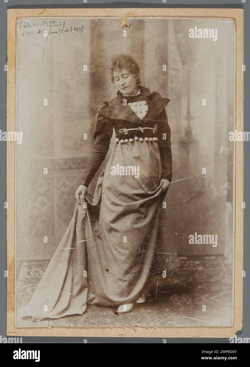 A portrait of Felicja Stachowicz in costume for the role in Victorien Sardou's 'Madame Sans-Gene', photographed in 1895; part of Aleksander Rajchman's collection; female subject depicted as actress. Stock Photo
