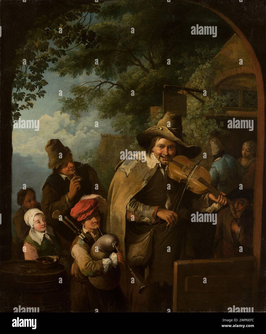 Depicts 18th-century musicians in a German painting by Christian ...