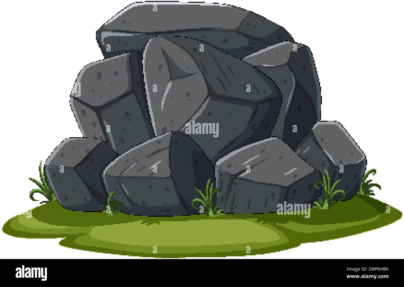Vector illustration of rocks with green grass Stock Vector Image & Art ...