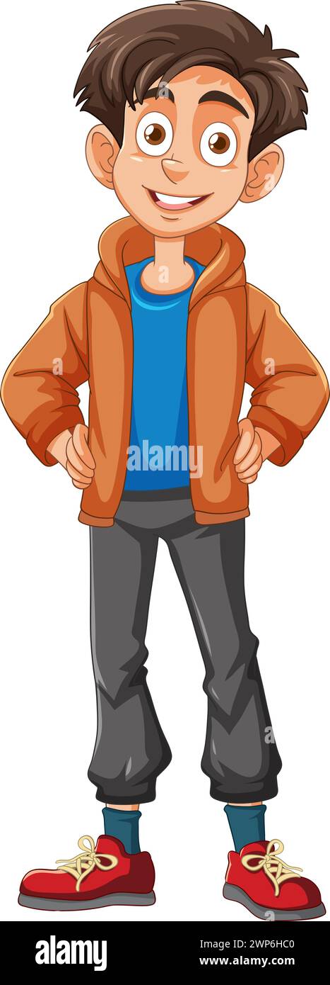 Vector illustration of a smiling young boy standing Stock Vector Image ...