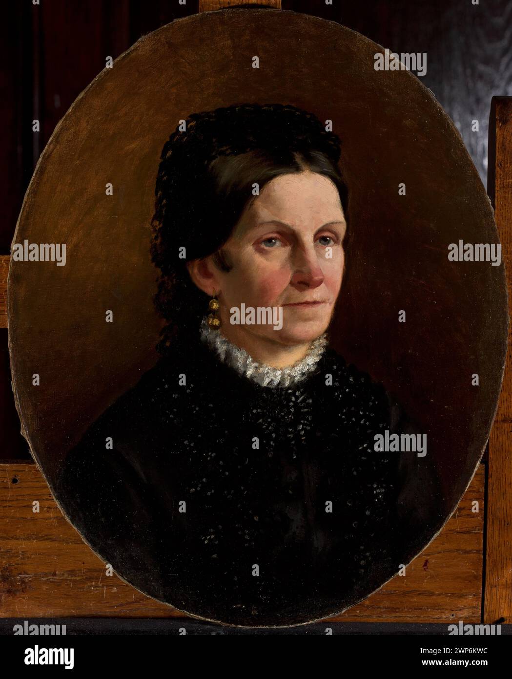 Portrait of a woman in a black dress from the 19th century ...
