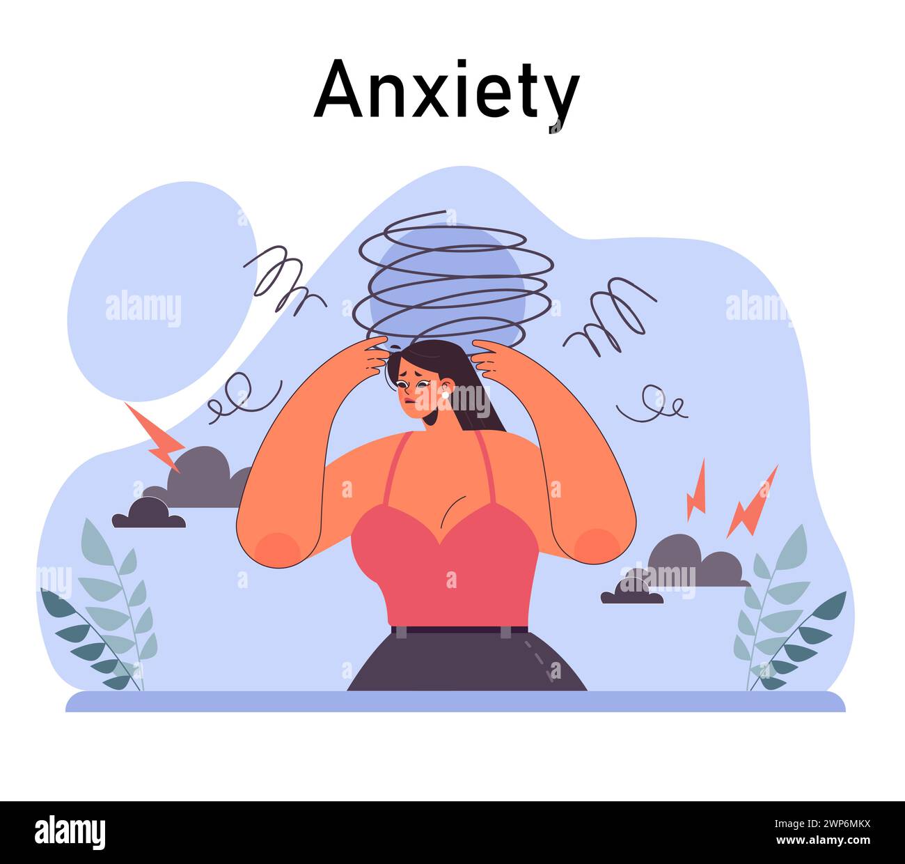 Anxiety Character Mental Health Issues Woman Coping With Psychological Stress Mental Disorder 7788