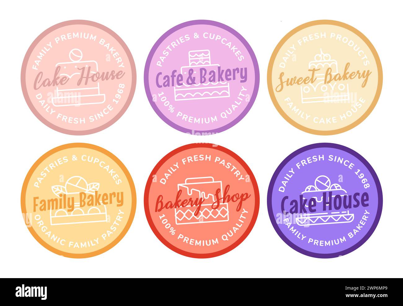 Round emblem set for bakery shop products ad Stock Vector Image & Art ...