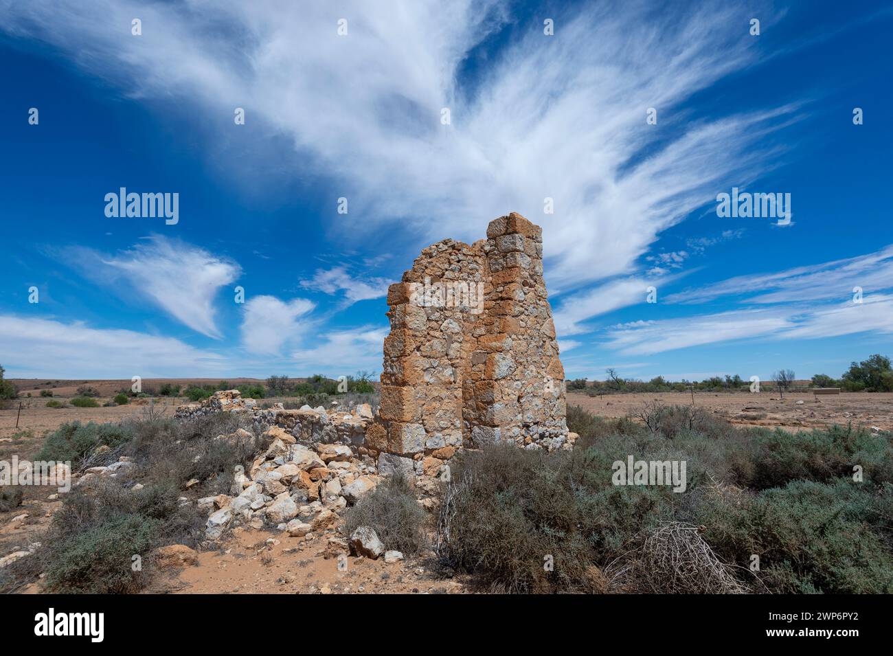 Old ruins along the Strzelecki Track, South Australia, SA, Australia Stock Photo