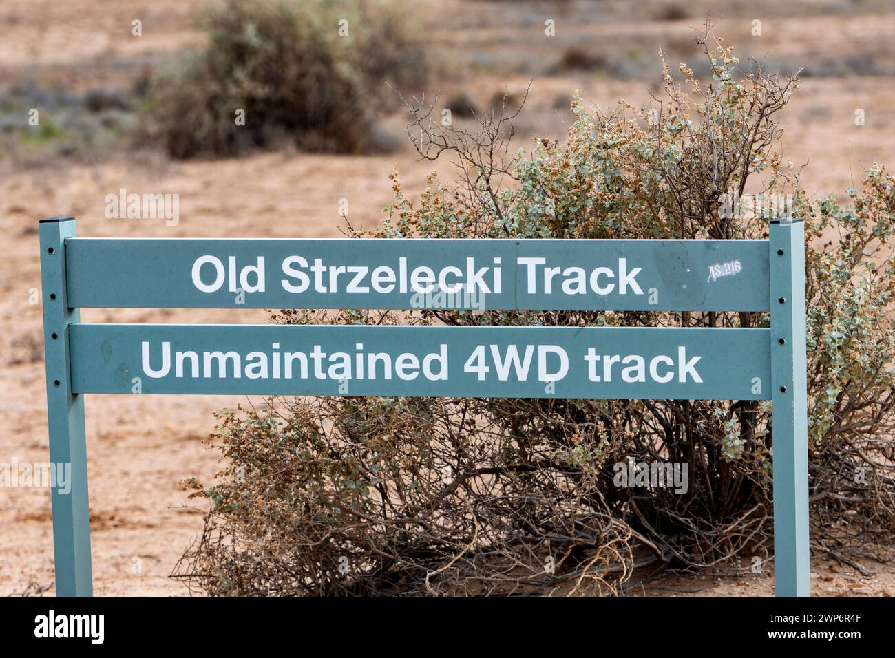 Name sign for the old Strzelecki Track, South Australia, SA, Australia Stock Photo
