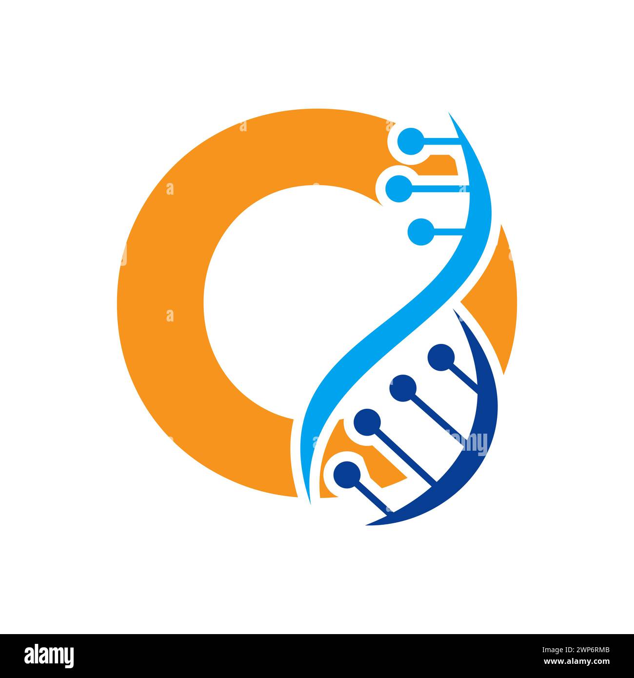 Initial DNA Logo On Letter O Vector Template For Healthcare Symbol Stock Vector