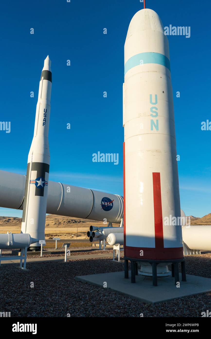 Rockets and Missiles at ATK Rocket Garden in Corinne, Utah, USA Stock