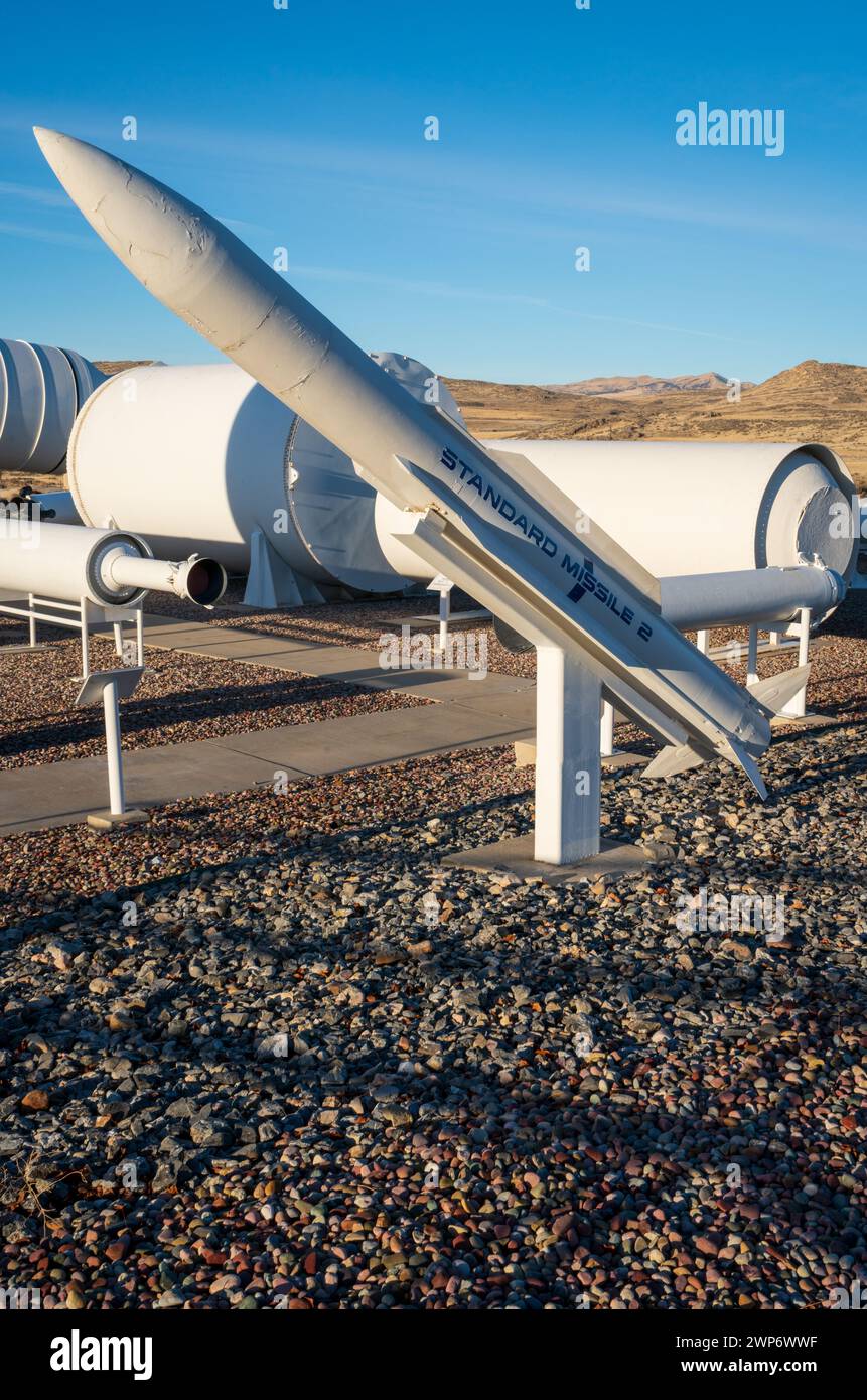 Rockets and Missiles at ATK Rocket Garden in Corinne, Utah, USA Stock