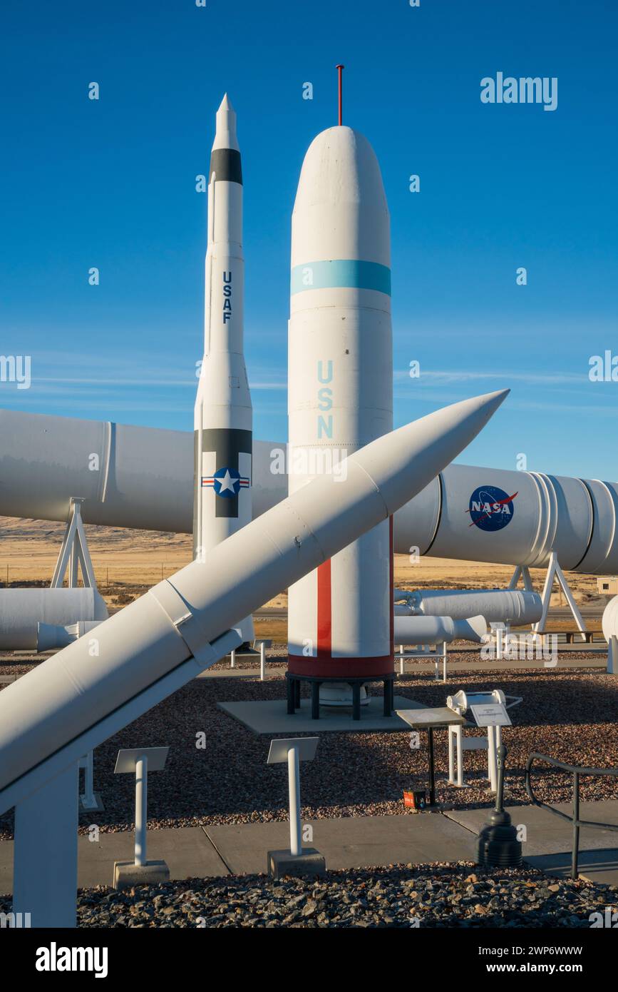 Rockets and Missiles at ATK Rocket Garden in Corinne, Utah, USA Stock