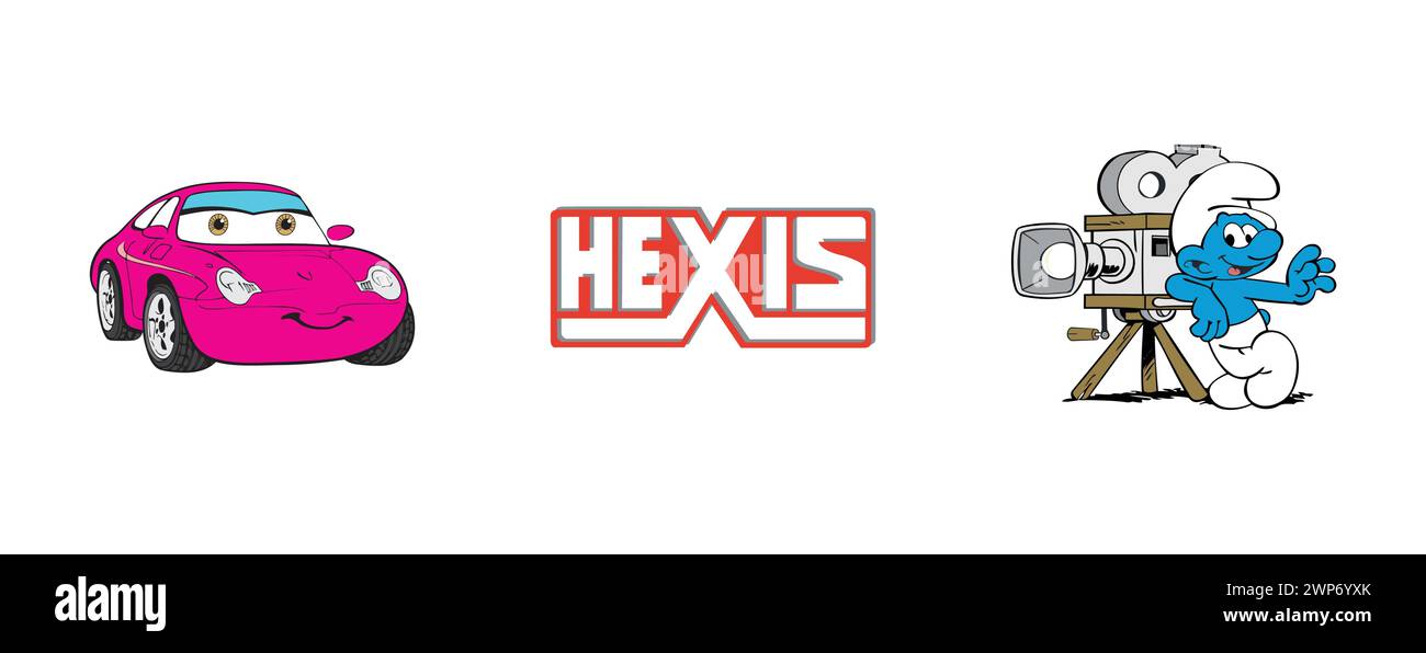 Cars sally, Smurf , Hexis. Popular brand logo collection. Stock Vector
