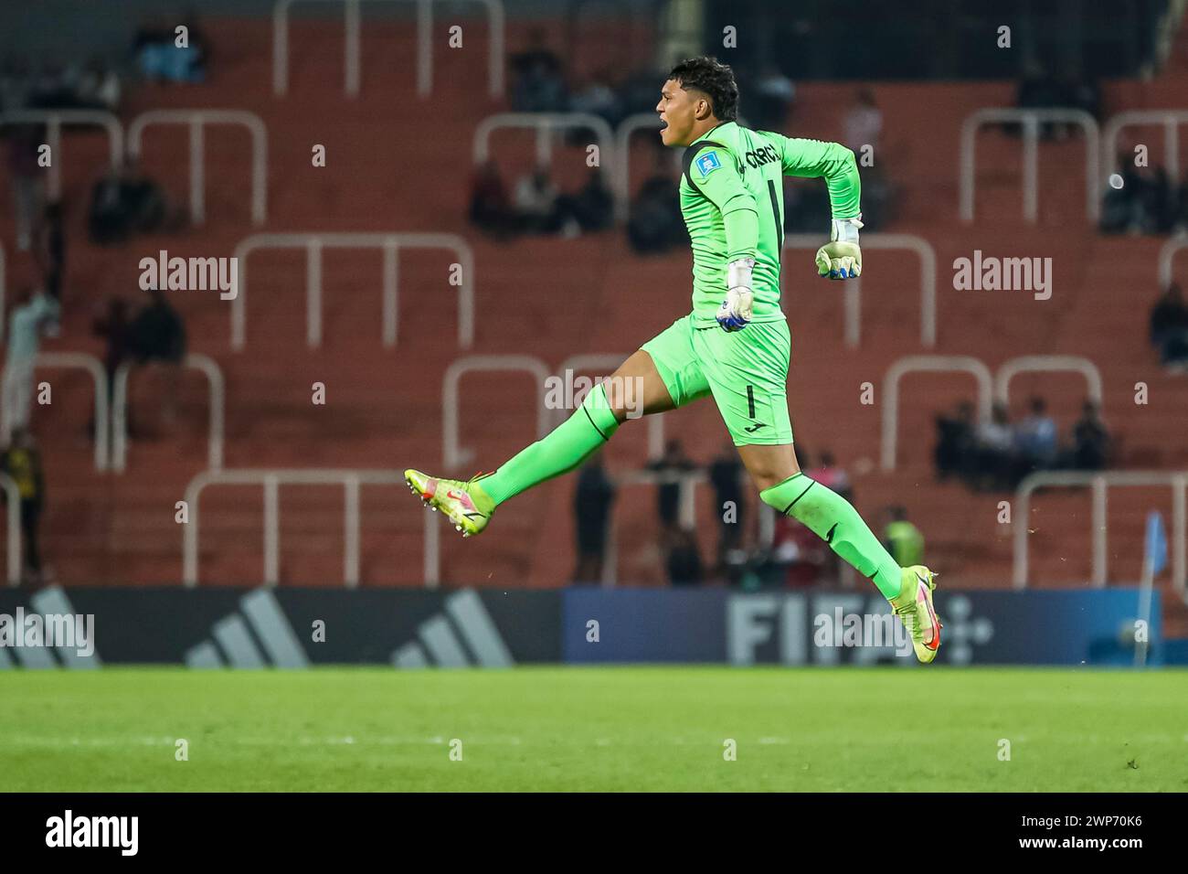 MENDOZA, ARGENTINA - MAY 25: Goalkeeper Juergen Garcia of Honduras celebrating with his team goal during FIFA U20 World Cup Argentina 2023 match betwe Stock Photo