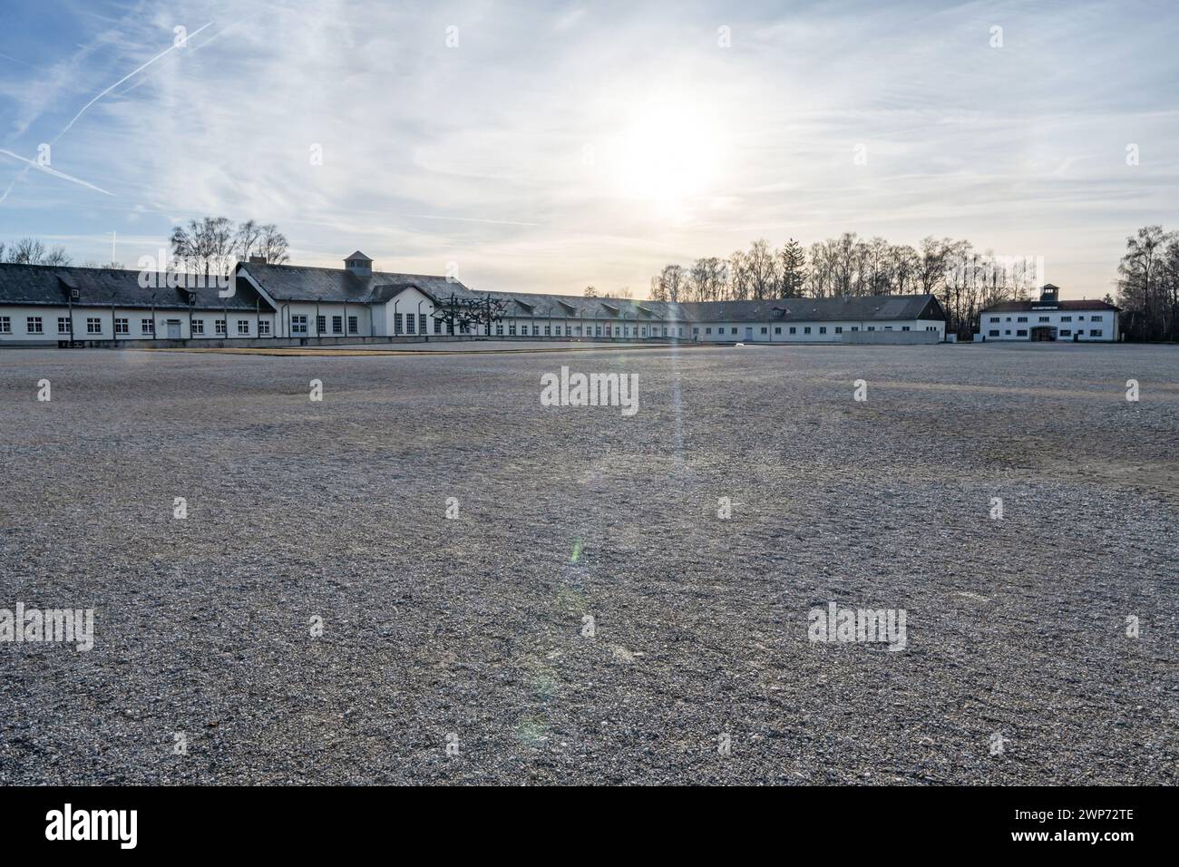 Dachau Concentration Camp Buildings in Germany. Stock Photo