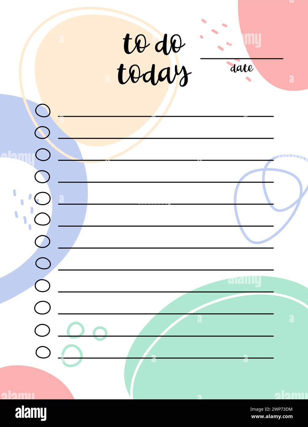 To Do Today list blank template. Daily planner with copy space for ...