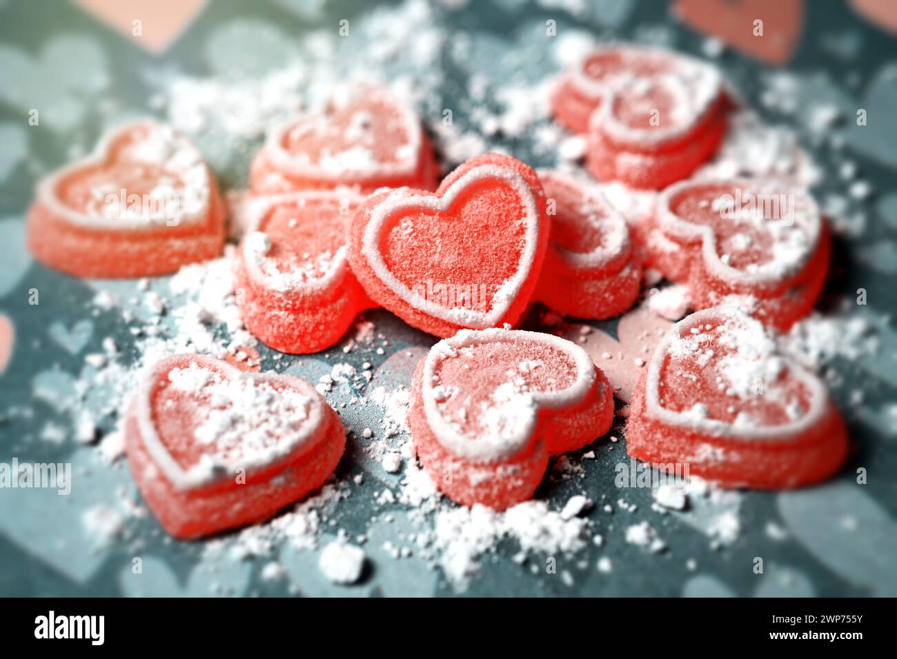 Rote Herz-Bonbons, Valentinstag, Liebe Stock Photo