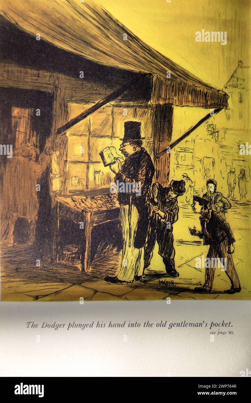 Oliver Twist - Dodger stealing from an old gentleman Stock Photo