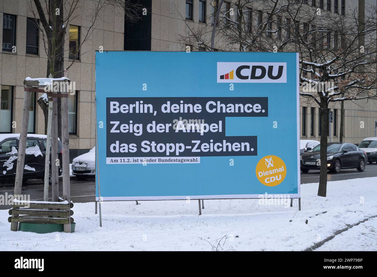 Wahlplakat der CDU zur Bundestagswahl in Berlin am 11.02.2024, Berlin