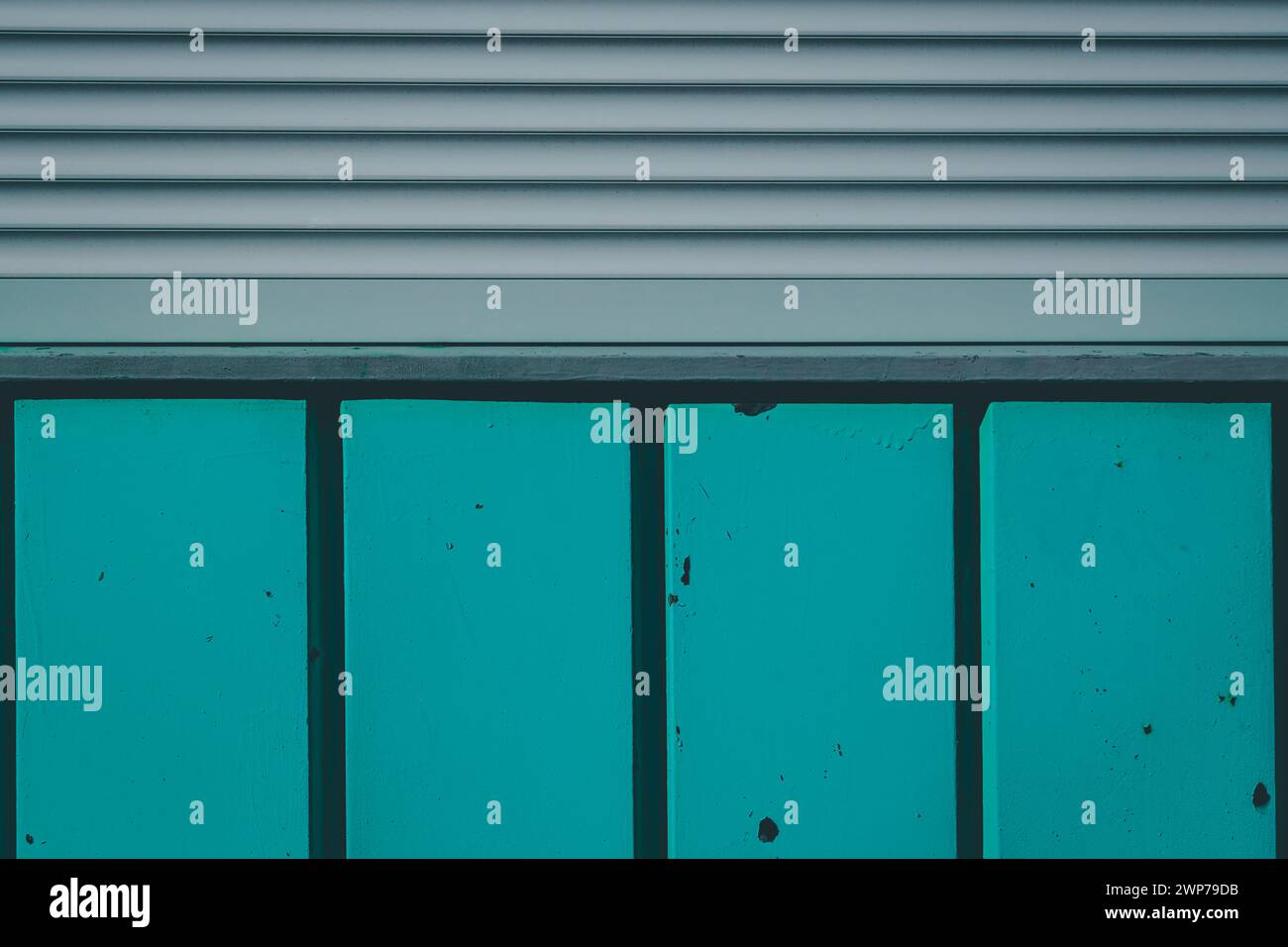 wall in aqua blue color with lines Stock Photo